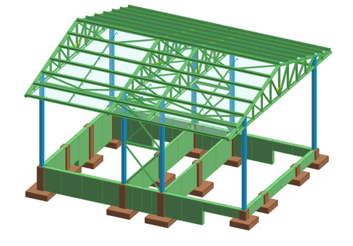 Modello 3D della rimessa agricola in acciaio